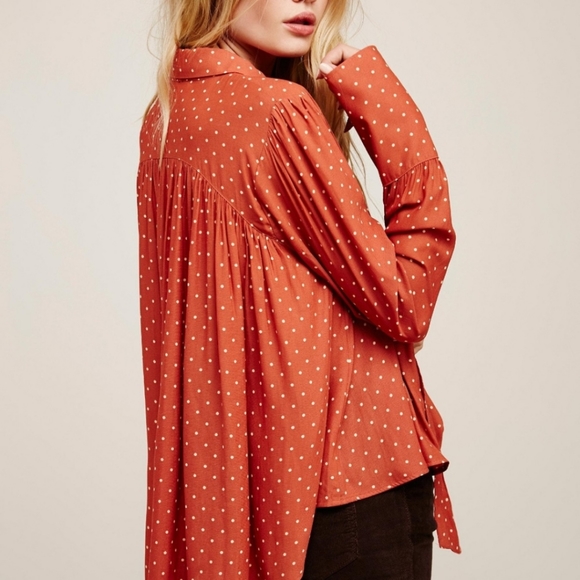 ♥️free people button down long sleeve with bow tie - Picture 3 of 6